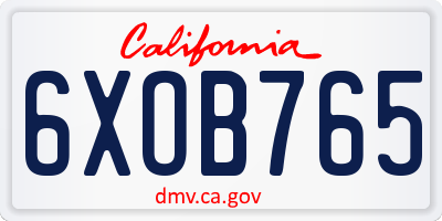 CA license plate 6XOB765