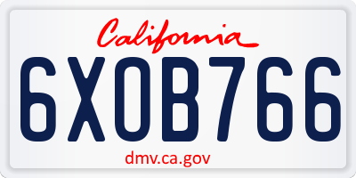 CA license plate 6XOB766
