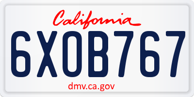 CA license plate 6XOB767
