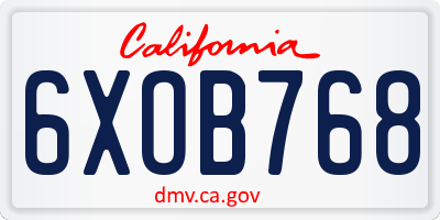 CA license plate 6XOB768