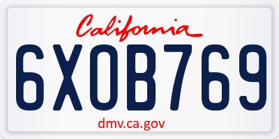 CA license plate 6XOB769