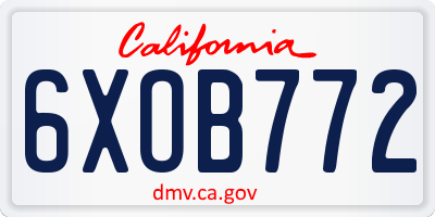 CA license plate 6XOB772