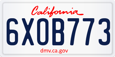 CA license plate 6XOB773