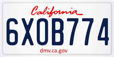 CA license plate 6XOB774