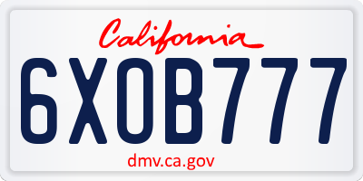 CA license plate 6XOB777