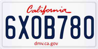 CA license plate 6XOB780