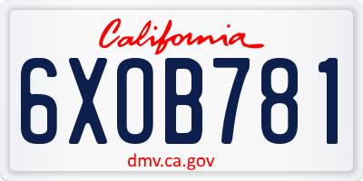 CA license plate 6XOB781