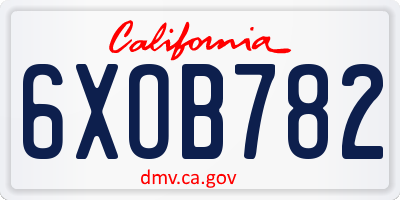CA license plate 6XOB782