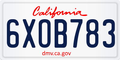 CA license plate 6XOB783