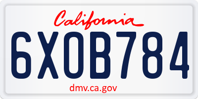 CA license plate 6XOB784