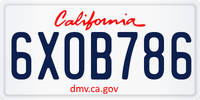 CA license plate 6XOB786