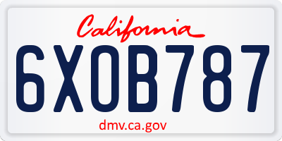 CA license plate 6XOB787
