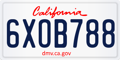 CA license plate 6XOB788