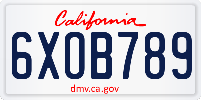 CA license plate 6XOB789