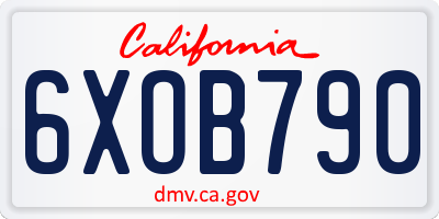 CA license plate 6XOB790