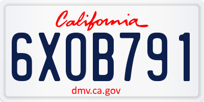 CA license plate 6XOB791