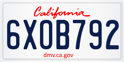 CA license plate 6XOB792
