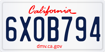 CA license plate 6XOB794
