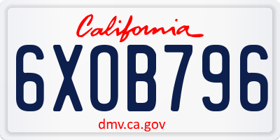 CA license plate 6XOB796