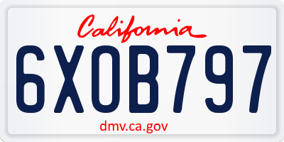 CA license plate 6XOB797