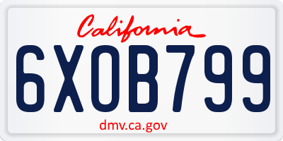 CA license plate 6XOB799