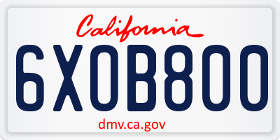 CA license plate 6XOB800