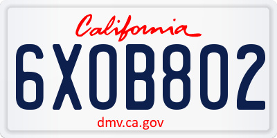 CA license plate 6XOB802