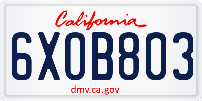 CA license plate 6XOB803