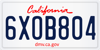 CA license plate 6XOB804
