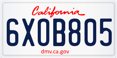 CA license plate 6XOB805