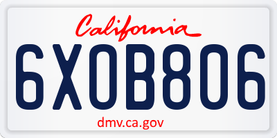 CA license plate 6XOB806