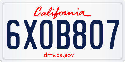 CA license plate 6XOB807