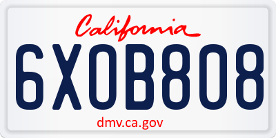 CA license plate 6XOB808