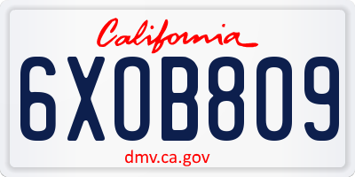 CA license plate 6XOB809