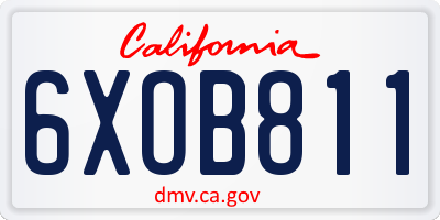 CA license plate 6XOB811