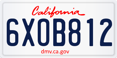 CA license plate 6XOB812