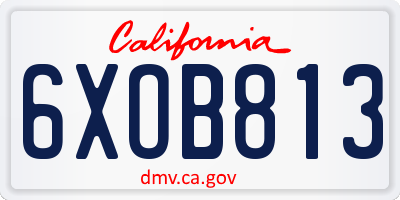 CA license plate 6XOB813