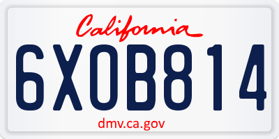 CA license plate 6XOB814