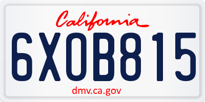 CA license plate 6XOB815
