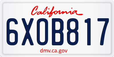 CA license plate 6XOB817