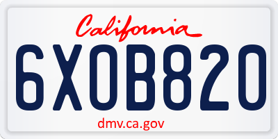 CA license plate 6XOB820