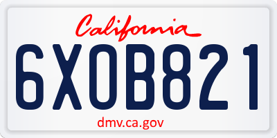 CA license plate 6XOB821