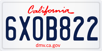 CA license plate 6XOB822