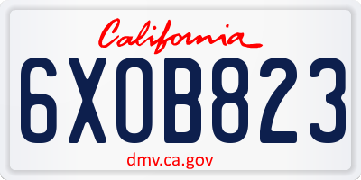 CA license plate 6XOB823
