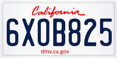 CA license plate 6XOB825