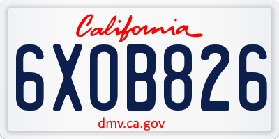CA license plate 6XOB826