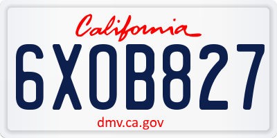 CA license plate 6XOB827