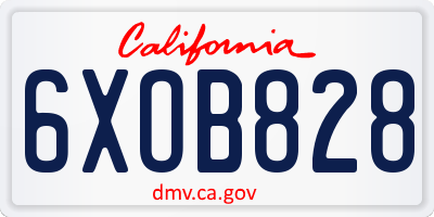 CA license plate 6XOB828