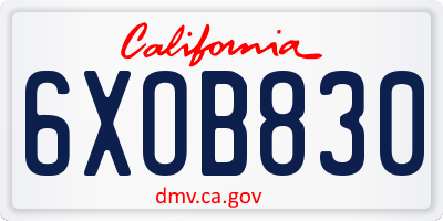 CA license plate 6XOB830