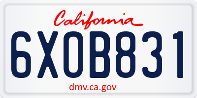CA license plate 6XOB831